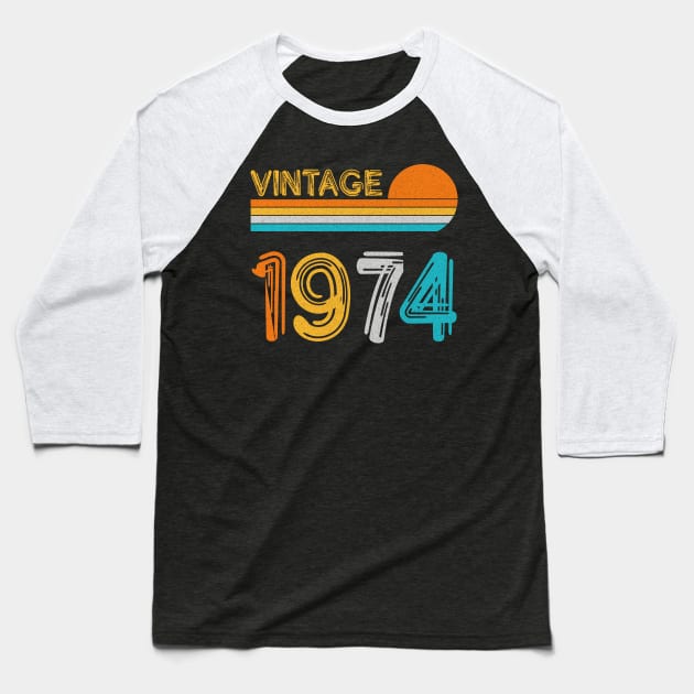 Vintage 1974 Happy 49th Birthday Retro Baseball T-Shirt by myreed